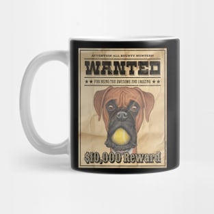 funny Cute Boxer Dog Wanted Poster Mug